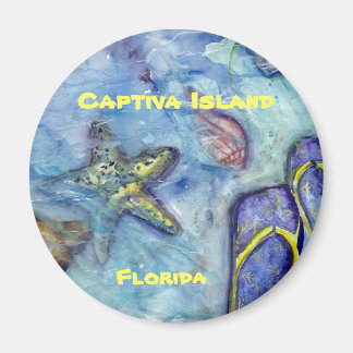 Imán Watercolor Florida Art De La Isla Captiva