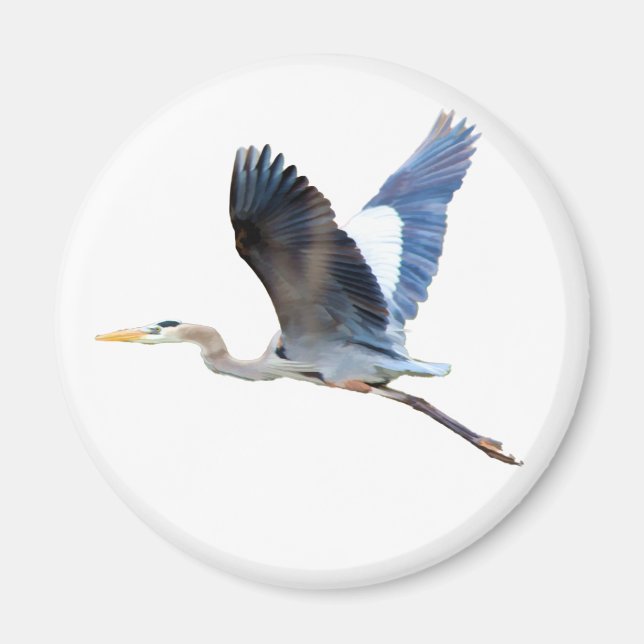 Imán Watercolor Flying Blue Heron (Frente)