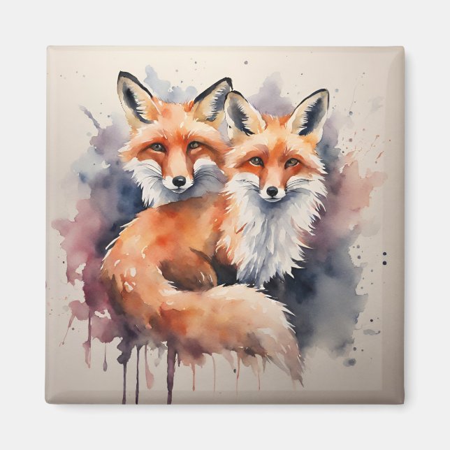 Imán Watercolor Fox (Frente)