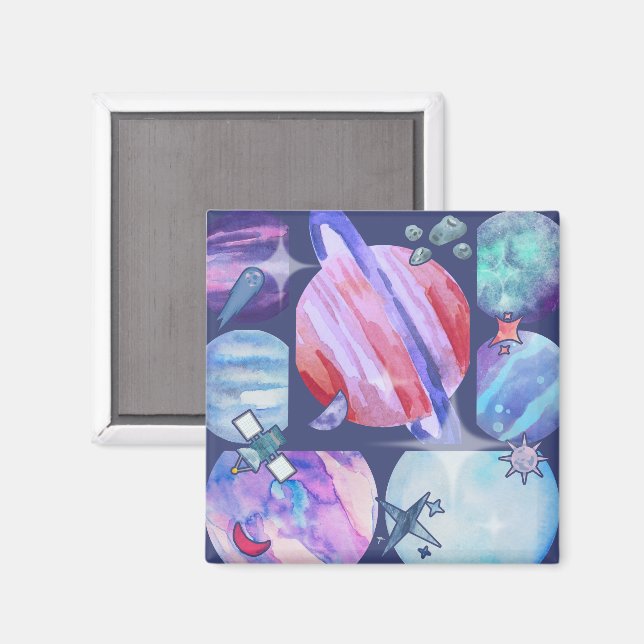 Imán Watercolor Galaxy Patchwork (Anverso/Reverso)