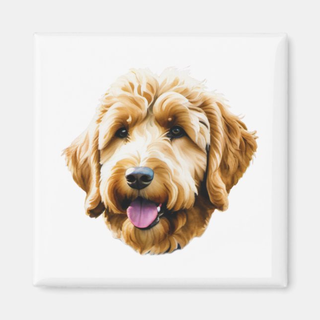 Imán Watercolor Goldendoodle (Frente)
