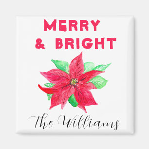 Imán Watercolor Holly Merry y Chrismtas Brillantes