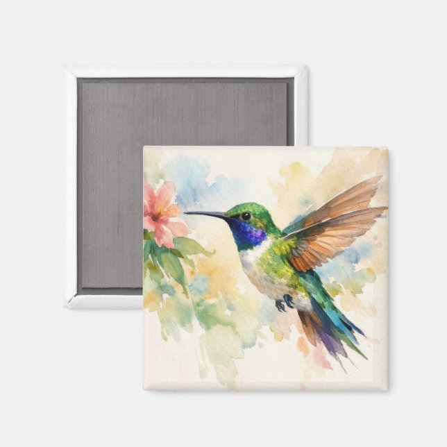 Imán Watercolor Hummingbird (Anverso/Reverso)