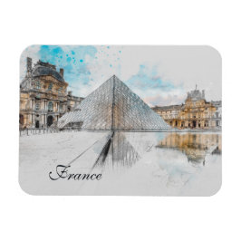 Imán Watercolor Louvre Magnet - Paris Francia Travel