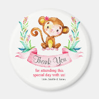 Watercolor Monkey Girl Thank You