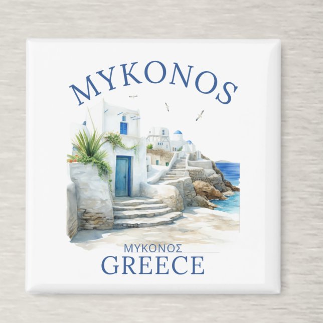 Imán Watercolor Mykonos Greece Dreamscape (Subido por el creador)