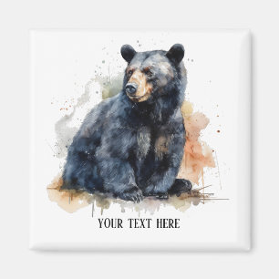 Imán Watercolor Oso Negro Woodland Art, personalizado