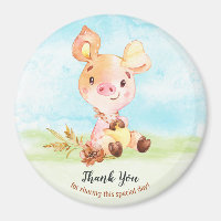 Watercolor Piggy Baby Shower Farm Thank You