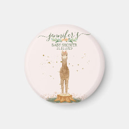 Imán Watercolor pink Alpaca Baby Shower Animal