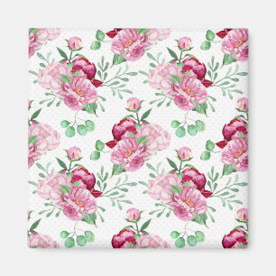 Imán watercolor pink peonies