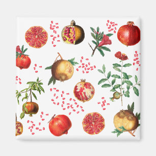 Imán Watercolor Pomegranate Mediterranean Fruit Pattern