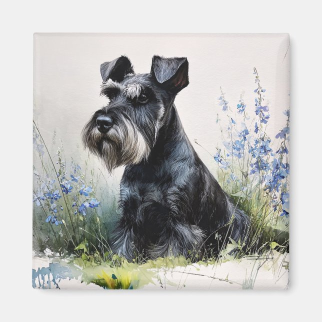 Imán Watercolor Schnauzer (Frente)