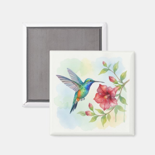 Imán Watercolor Small Hummingbird (Anverso/Reverso)