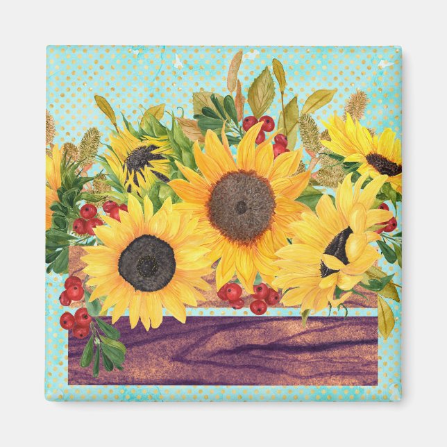 Imán Watercolor Sunflowers Box (Frente)