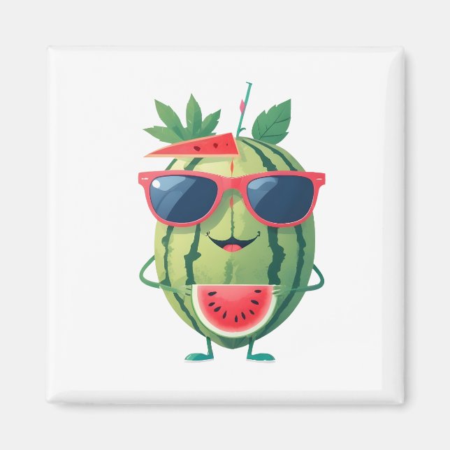 Imán Watermelon Fun Vacaciones Alegres Bebida Tropical (Frente)