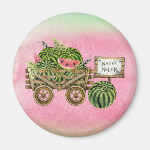 Imán Watermelon Harvest Farmhouse Watercolor Carro de m