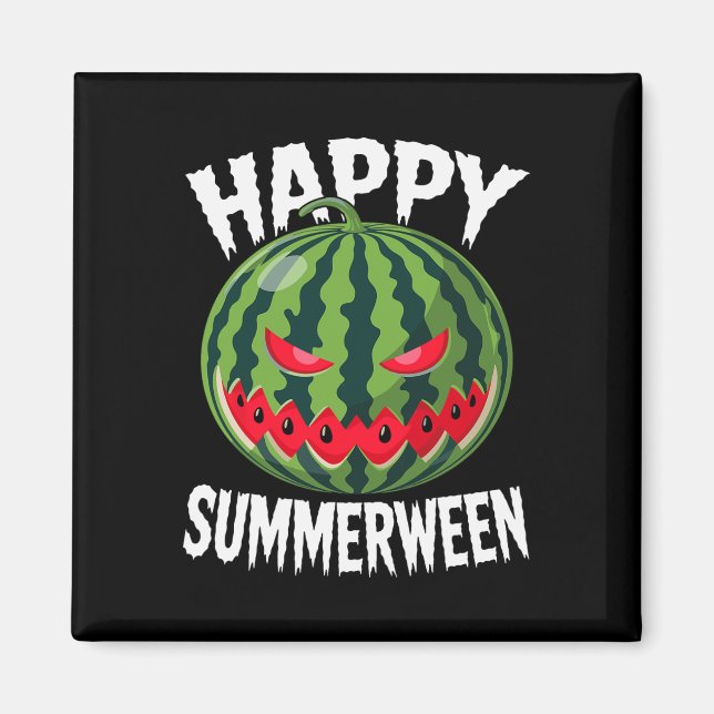 Imán Watermelon Jackolantern Summer Halloween Happy Sum (Frente)
