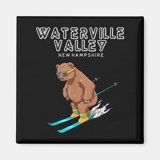 Imán Waterville Valley New Hampshire - Funny Ski Grizzl (Frente)