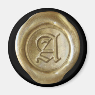 Imán Wax Seal Monogram Magnet - Gold - Old English -