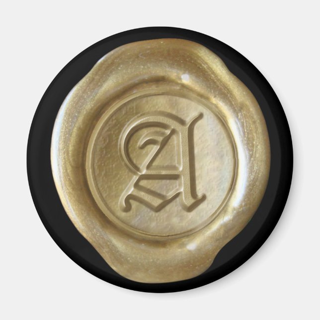Imán Wax Seal Monogram Magnet - Gold - Old English - (Frente)