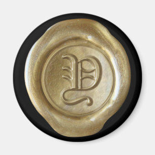 Imán Wax Seal Monogram Magnet - Gold - Old English -