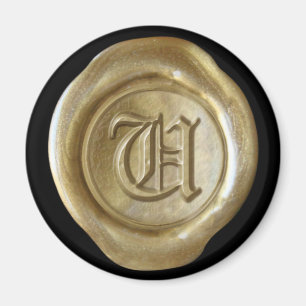 Imán Wax Seal Monogram Magnet - Gold - Old English -