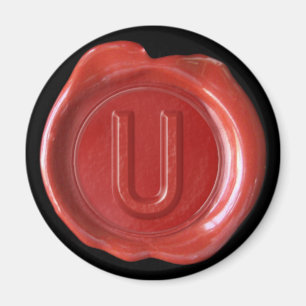Imán Wax Seal Monogram Magnet - Red - Bold Style -