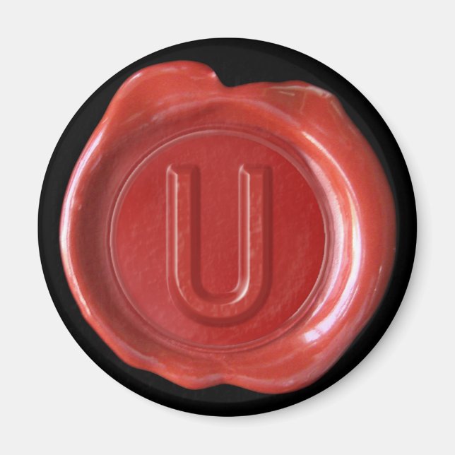 Imán Wax Seal Monogram Magnet - Red - Bold Style - (Frente)