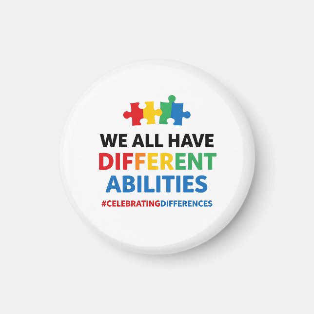 Imán We All Have Different Abilities Awareness Art (Frente)