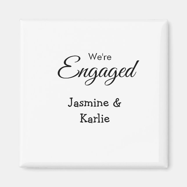 Imán We are engaged couple name romantic stylish simple (Frente)
