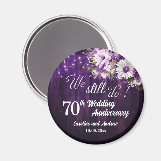 Imán We Still Do 70th Wedding Anniversary String Lights (Anverso/Reverso)