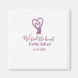 Imán We tied the knot pink heart knots name date romant