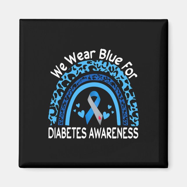 Imán We Wear Blue For Diabetes Awareness Leopard Rainbo (Frente)