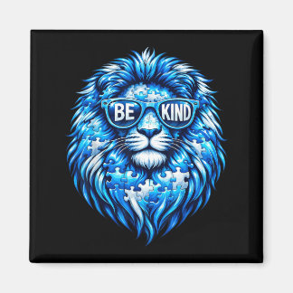 Imán Wear Blue Autism Awareness Puzzle Lion Be Kind Men