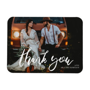 Imán Wedding Picture Chic Modern Handwriting Thank You