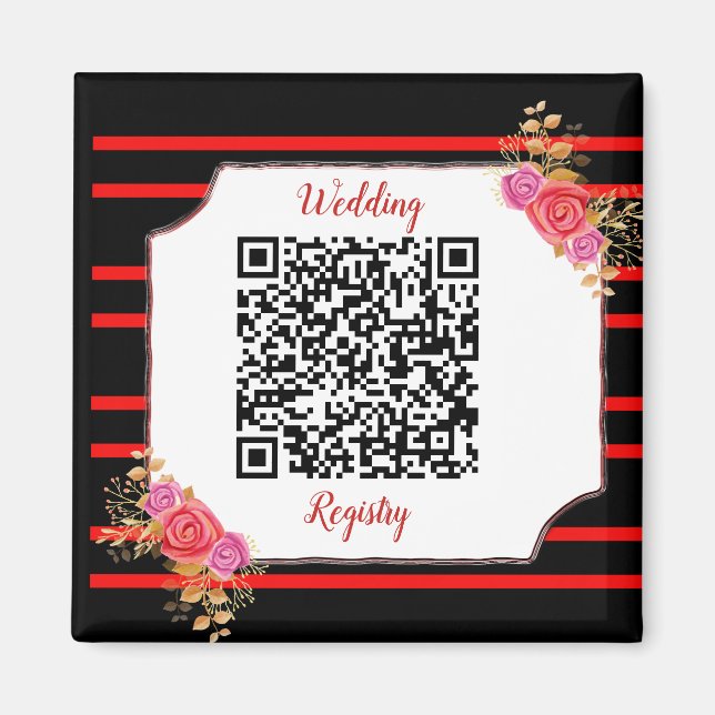 Imán Wedding Registry Custom QR Code and Text (Frente)