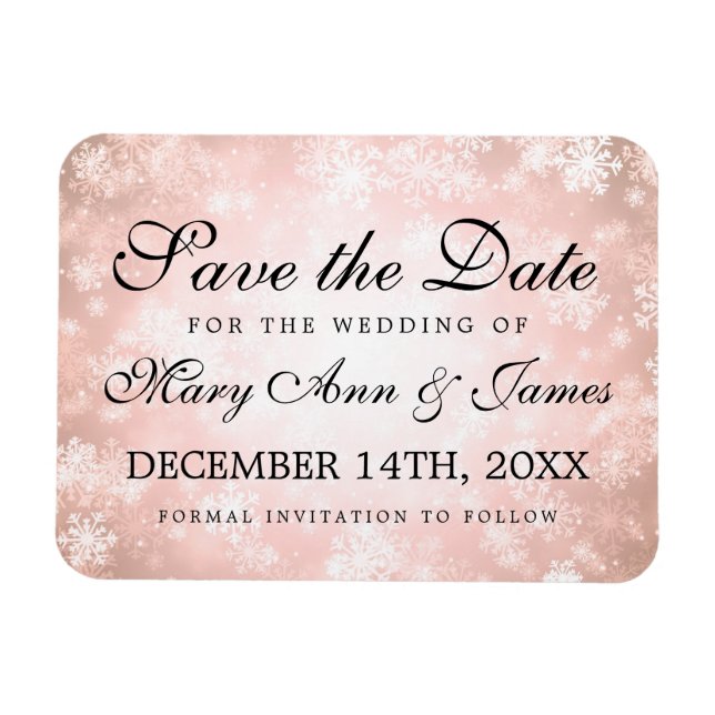 Imán Wedding Save The Date Copper Winter Wonderland (Horizontal)
