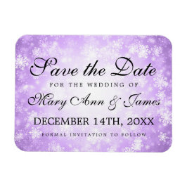 Imán Wedding Save The Date Purple Winter Wonderland