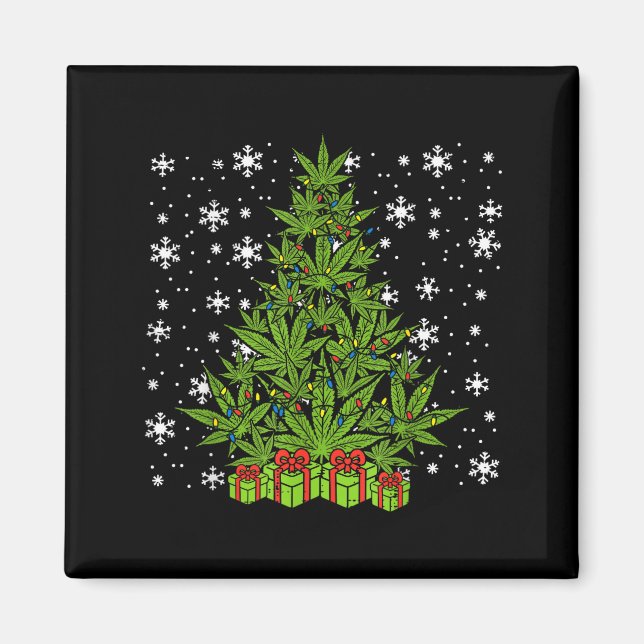 Imán Weed Christmas Tree Funny Xmas T Men Women  (Frente)