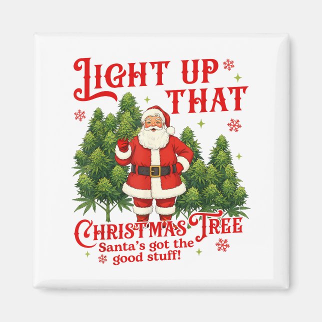 Imán Weed Lover Smoking Light Up Christmas Tree  (Frente)