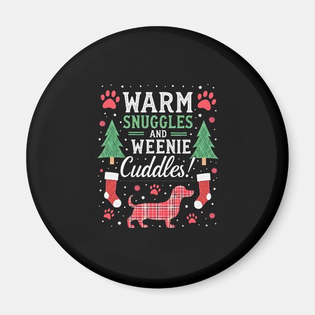 Imán Weenie Dog Christmas Pajama Shirt Cute Weiner Ugly (Frente)