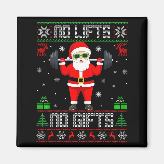 Imán Weightlifting Workout Gym Santa Christmas Ugly Swe (Frente)