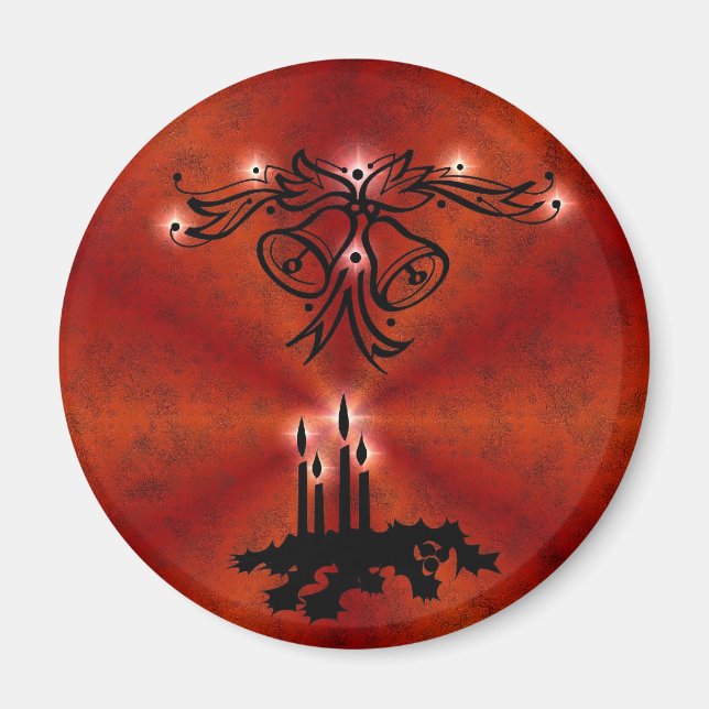 Imán Weihnachts Ornamente mit Sterne auf rot (Frente)