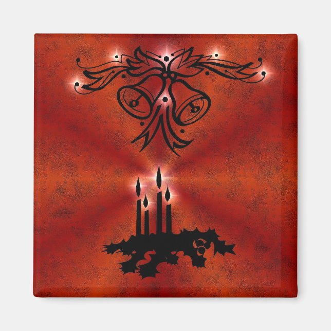 Imán Weihnachts Ornamente mit Sterne auf rot (Frente)