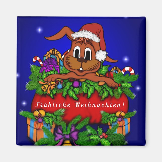 Imán Weihnachtskaninchen , Fröhliche Weihnachten! (Frente)