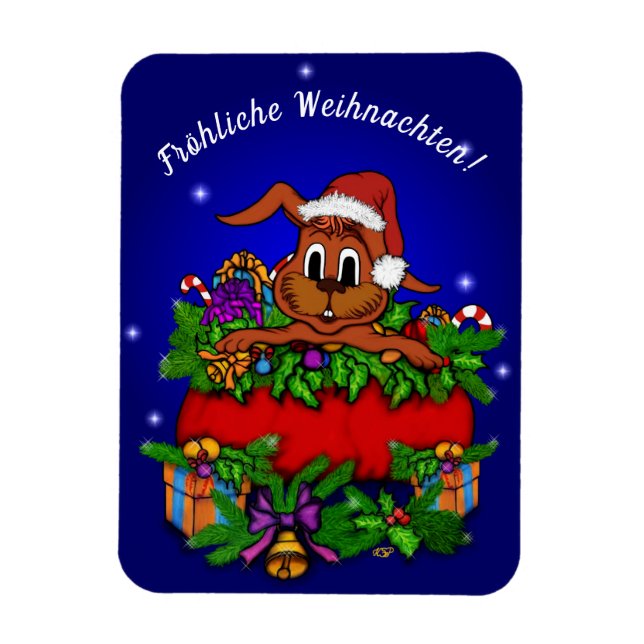 Imán Weihnachtskaninchen , Fröhliche Weihnachten! (Vertical)