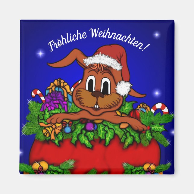 Imán Weihnachtskaninchen , Fröhliche Weihnachten! (Frente)