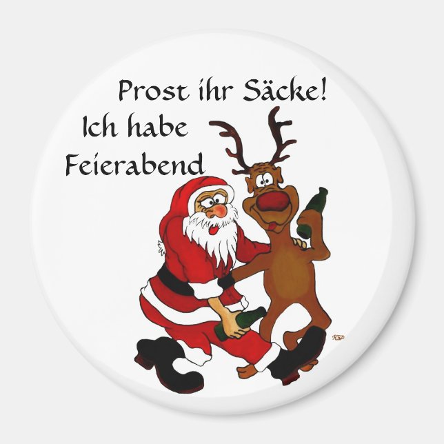 Imán Weihnachtsmann mit Elch (Frente)