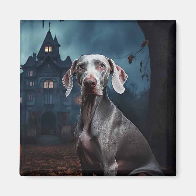 Imán Weimaraner Halloween de terror (Frente)