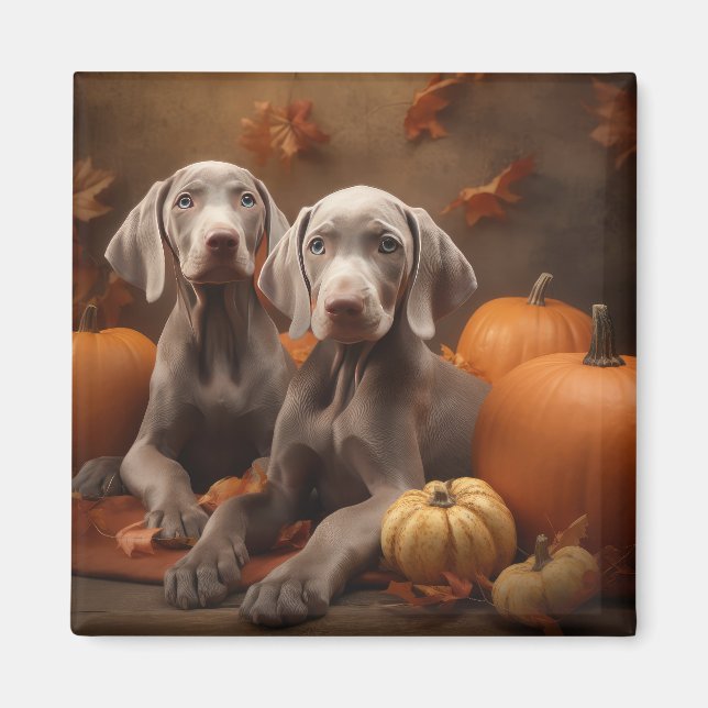 Imán Weimaraner Puppy Autumn Delight Pumpkin (Frente)